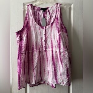 NWT Lane Bryant Pink and White Buttoned Blouse